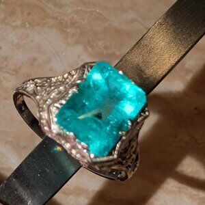 Mount St Helens Stone Ring in Silver Metal Victorian Setting Size 5